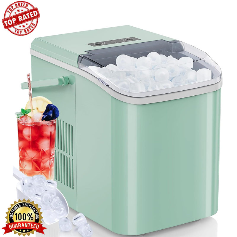 Portable Ice Maker Self-Cleaning Fast Cubes 26.5 Lbs Daily Ice Scoop ＆ Basket US-image