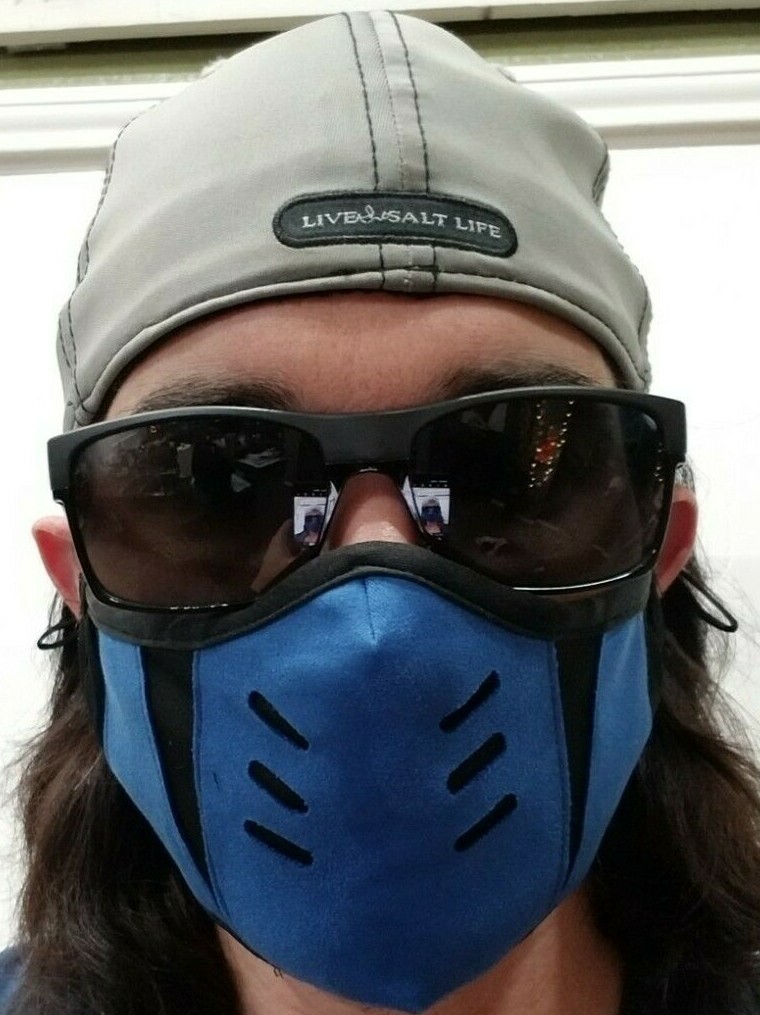 Blue Mortal Kombat Face Mask Subzero Sub-zero Adjustable Ear Loops Filter Pocket