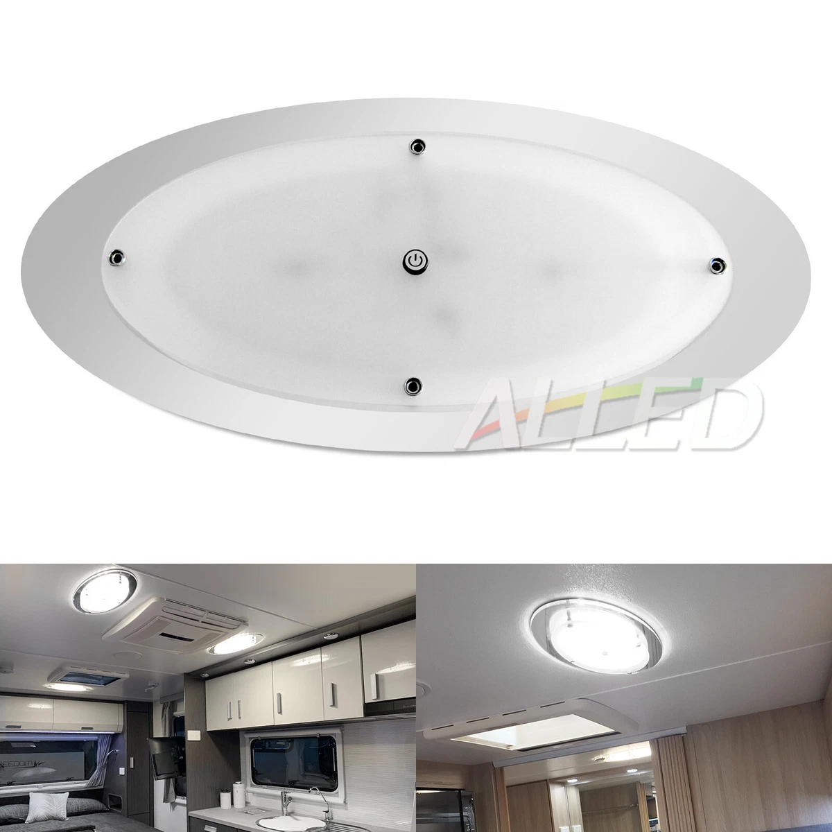 400MM 12v DC LED Caravan Lights Oval Interior Ceiling Lighting Cool White Blue