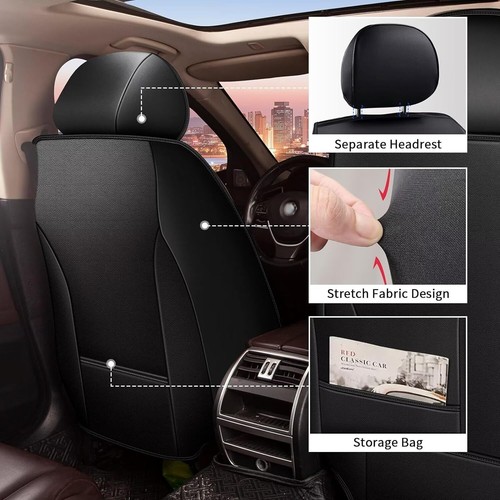 For Toyota Tacoma 2016-2024 Black PU Leather Full Set Car 5-Seat Covers Cushion - Picture 4 of 8