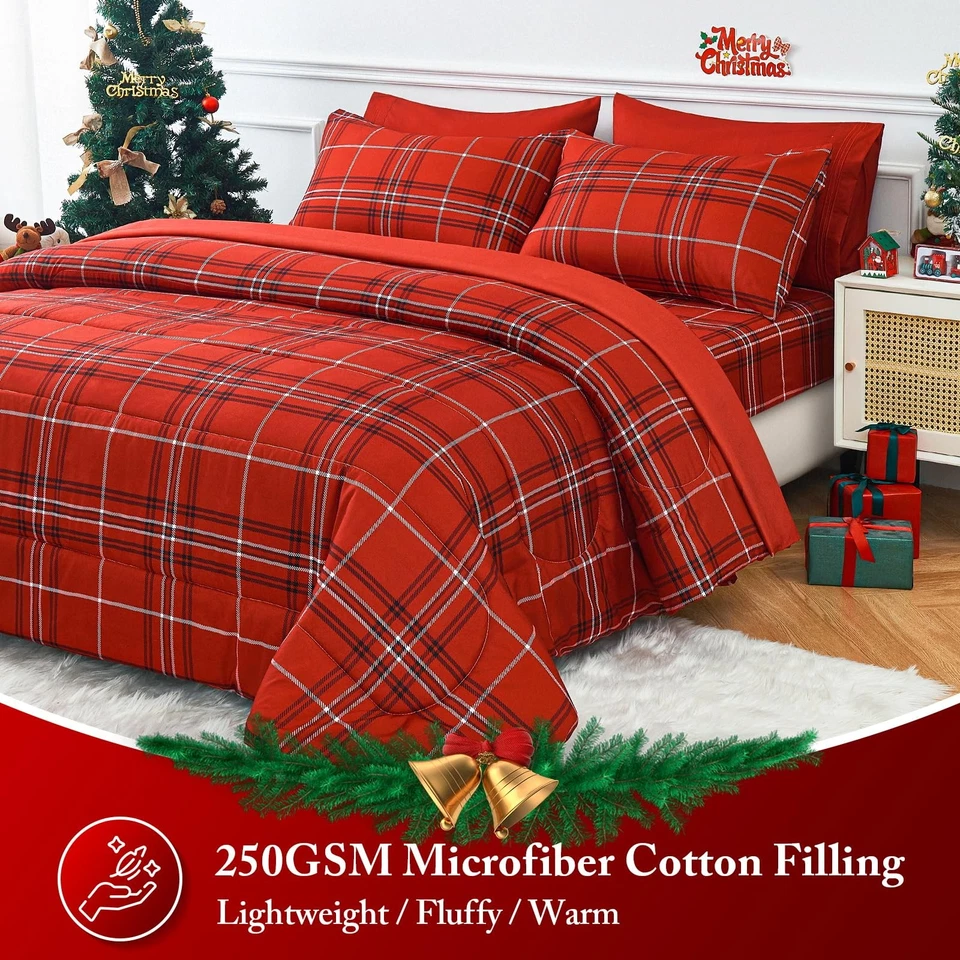 Juego de Edredón Navidad King Size, 7 Piezas Cama en Bolsa, Ropa de Cama Navidad S... Foto 3 de 4