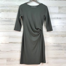 Banana Republic Womens XS Dark Olive Green Side Knot Ruched Sheath Dress NEW