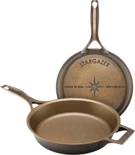 Stargazer 12-Inch Cast Iron Skillet | Made in USA, Seasoned, 12 inch, Bronze