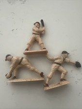 3 Vintage Ajax Baseball Player Figures Hard Plastic 1960s Cake Decoration