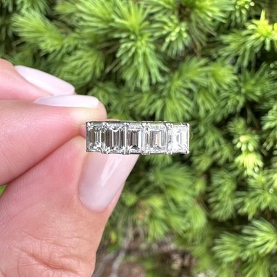 Vintage Platin 1,11 kt 5 rechteckiger Stufenschliff Diamant Stapel Ehering Ring