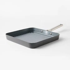 12" Aluminum Ceramic Grill Pan Dark Gray - Figmint: Nonstick, Dishwasher