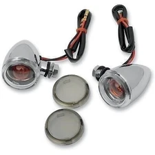 Clear/Smoke Lens Chrome Mini-Deuce Style Motorcycle Turn Signal Marker Lights