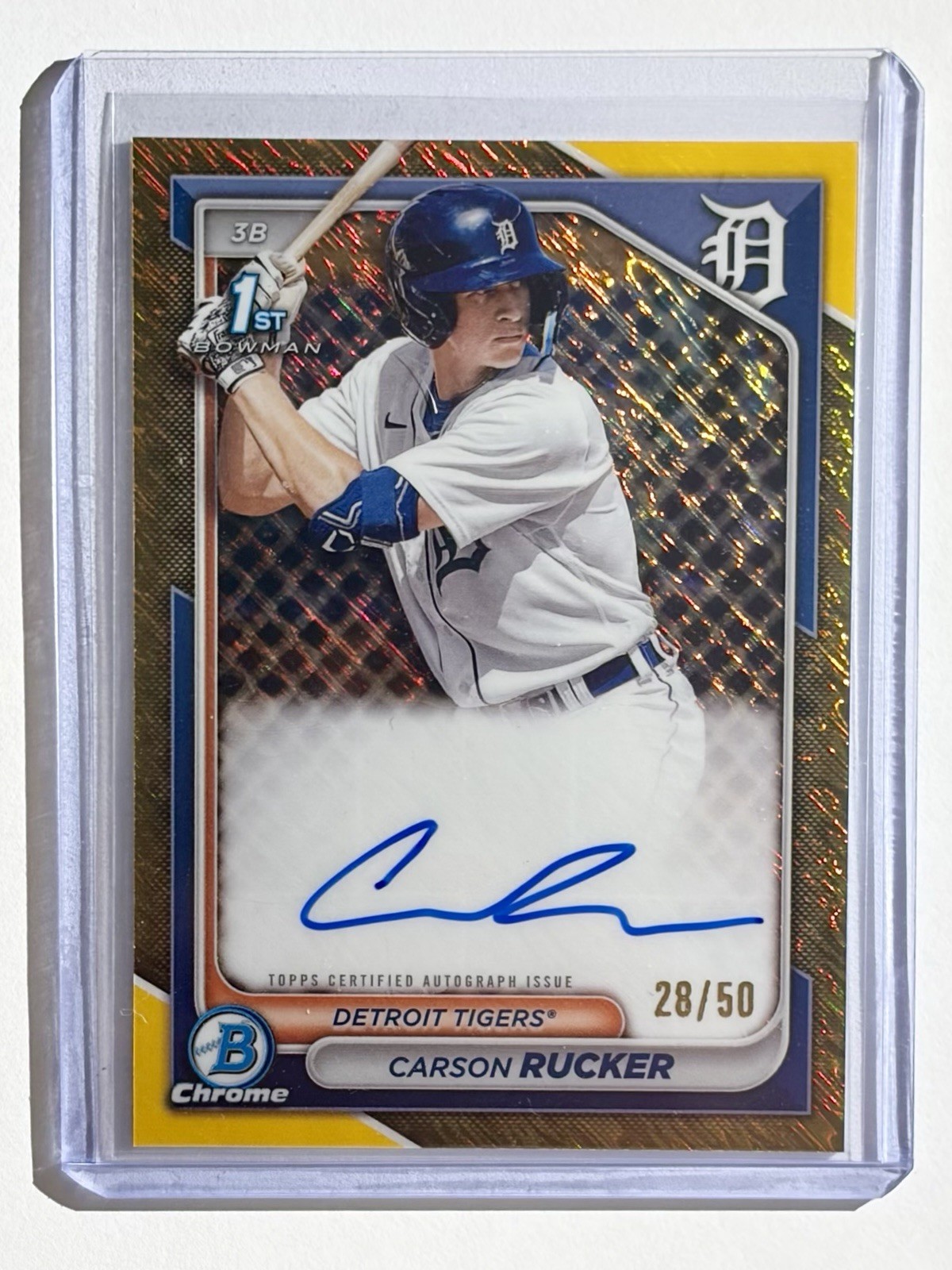 2024 Bowman Chrome Carson Rucker 1st Bowman Gold Shimmer Refractor Auto /50