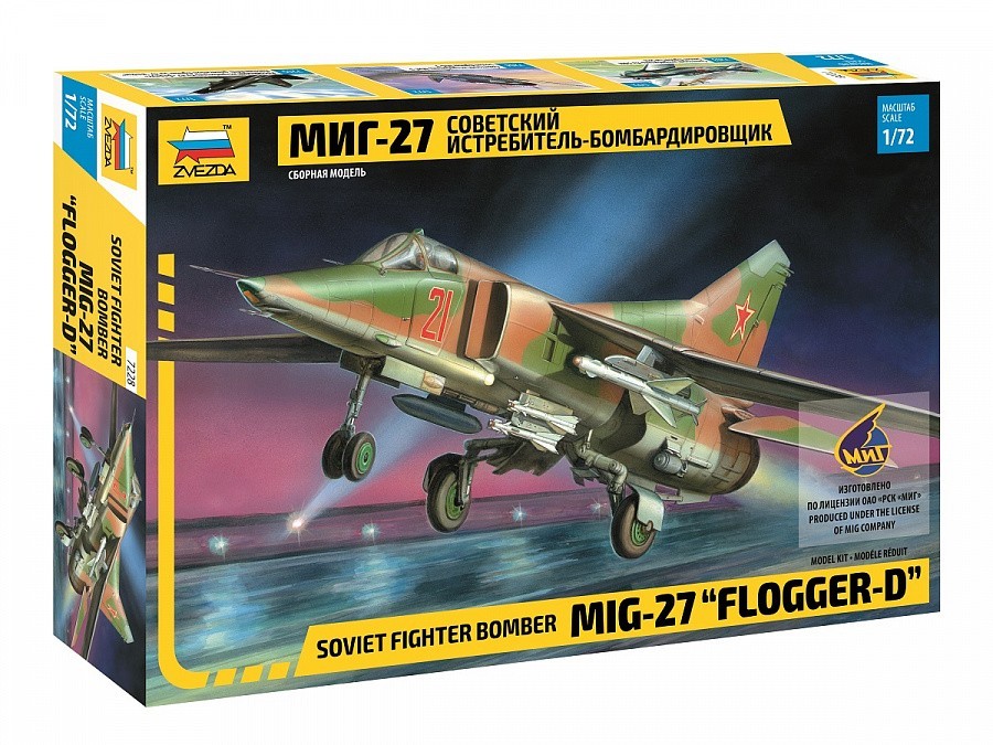 ZVEZDA 7228 1/72 MiG-27 FLOGGER-D Soviet Fighter Bomber - Plastic Model Kit