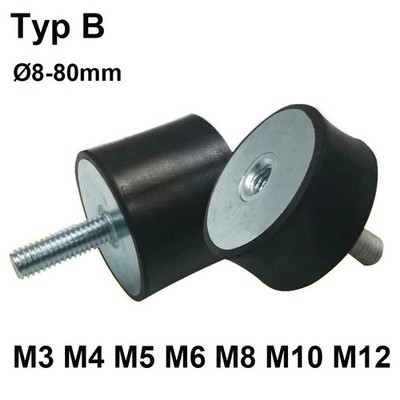Gummipuffer Ø8~80mm M3~M12 Silentblock Anschlagpuffer Schwingungsdämpfer Typ B