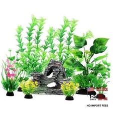 QUOZUO Fish Tank Accessories - Artificial Plants - 9pcs Green Aquarium