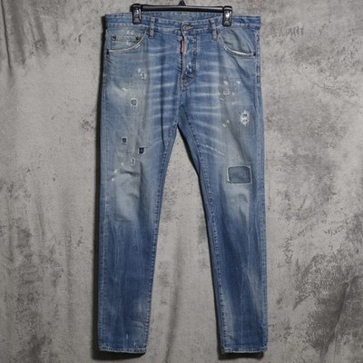 DSQUARED2 Jeans Mens 37x33 Blue Cool Guy Hawaiian Grunge Distressed Denim Italy