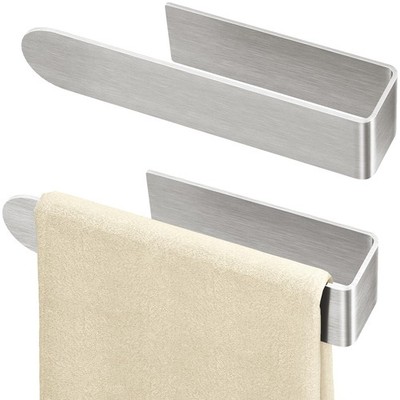 2 Pack 8 Inch Adhesive Towel Holder, Brushed Nickel, Wall Mount,Bathroom,Kitchen