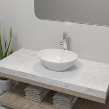 Lavello Bagno con Miscelatore in Ceramica Rettangolare Bianco Lavandino vidaXL