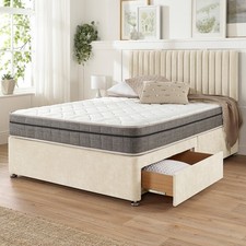 PLUSH DIVAN BED SET WITH  MATTRESS, HEADBOARD 3FT 4FT 4FT6 5FT GREAT BUDGET SET