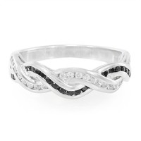 Schicker Schwarzer Spinell Zirkon Sterling Silber Ring