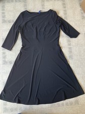 CHAPS Women’s Size Large DRESS 3/4 Sleeve Stretch Black A-line No Slit Modest