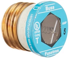 BUSSMANN T-5 - 5A Type T Time-Delay Dual-Element Edison Base Plug Fuse 125V- 1EA