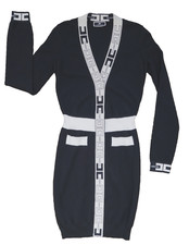 Elisabetta Franchi Strickkleid Gr.40 Schwarz/Creme Logo Knit Dress