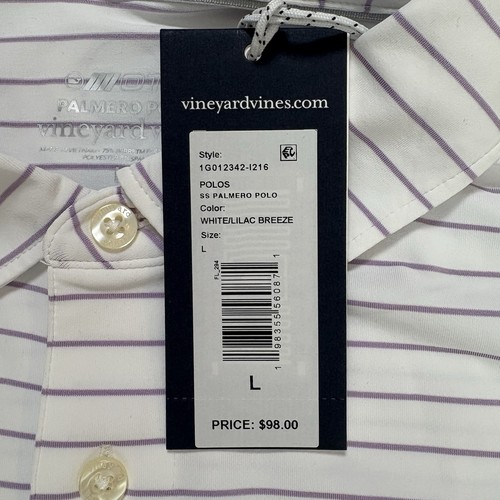 Vineyard Vine’s Palmer Polo White/Lilac Breeze Size: L NWT - Picture 7 of 7