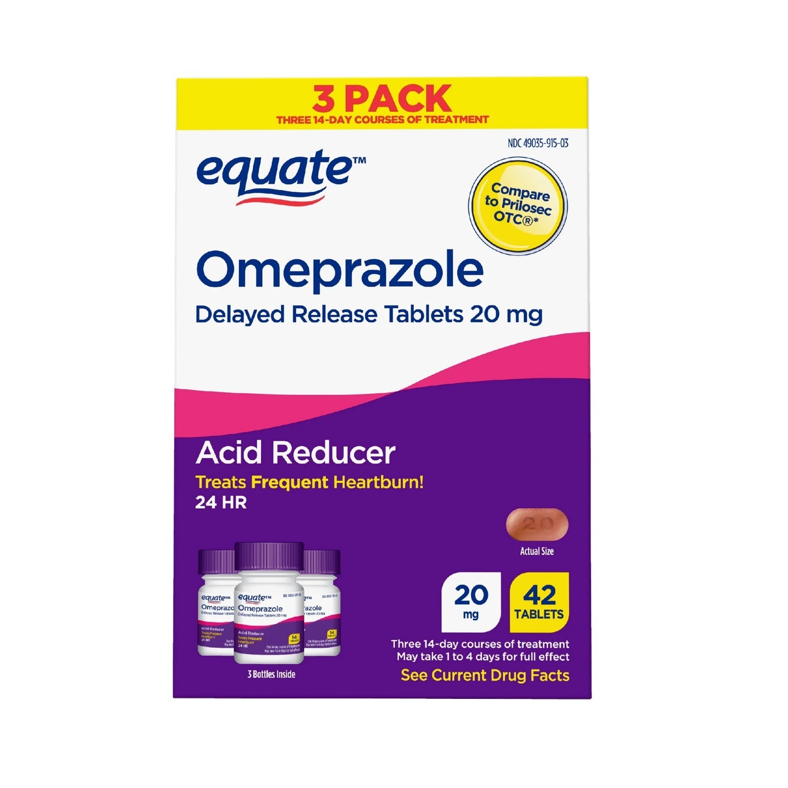 Equate Omeprazole 20mg Delayed Release Acid Reducer Tablets 42 Tablets
