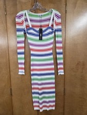 Fashion Nova Womens Medium Kayla Stripe Sweater Midi Dress NWT    RL319