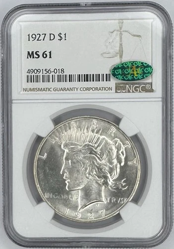 1927 D Peace Dollar $1 NGC MS61 ✳️CAC✳️☆FROSTY WHITE☆