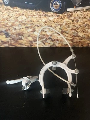 Vintage BMX Brake Caliper MX 1000 FRONT White OG Polygon 1980s Lever OG - Image 1 of 4