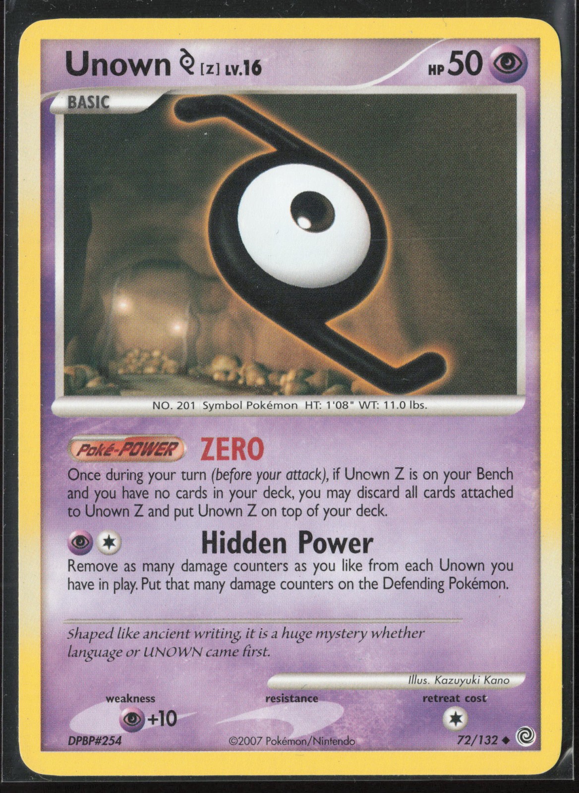 Unown [Z] Uncommon Secret Wonders 72/132 HP Pokemon Card
