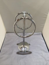 Polished Chrome Freestanding Double Towel Ring Holder 12” Tall