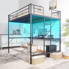Full Size Metal Loft Bunk Bed Frame for Kids Teens Adults with Desk Underneath,2