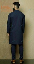 Blue Navy Color Traditional Shirts Top Shirt Mens Clothes Cotton Kurta