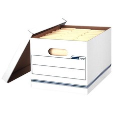 File Storage Box w/Lids, Letter/Legal, 10 Pack, White Corrugate  