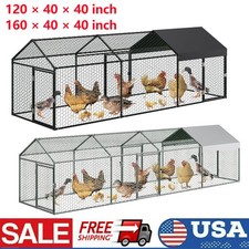 Metal Chicken Coop,Walk-in Hen House w/Cover,Poultry Cage,Chicken Run Yard