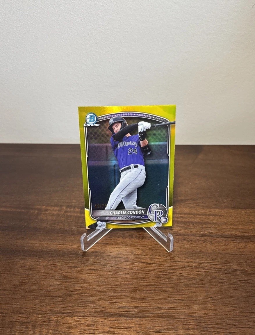 2025 Bowman - Chrome Prospects Charlie Condon #BCP-75 Yellow Refractor /75 (RC)