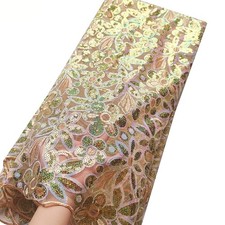 African lace fabric 5 Yards Gold Embroidered Nigerian French Net Lace Fabrics
