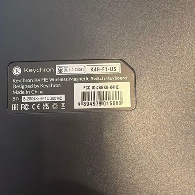 Keychron K4 HE Wireless Keyboard K4H-F1-US US Layout Magnetic Switch Used Tested