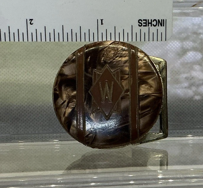 Hebilla de cinturón maestro vintage de los años 40 con placa de plata monograma inicial "W" EE. UU. - ¡RARA! Foto 4 de 4