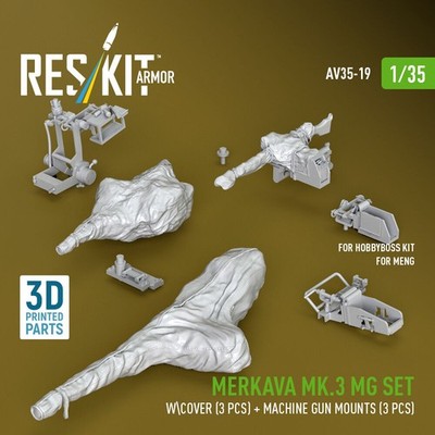 ResKit AV35-0019 - 1:35 Merkava Mk.3 MG set wcover (3 pcs) + machine gun mounts