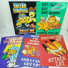 Lot of 5 Vintage Garfield Jim Davis School Folder Mead Bad Boyz Attack Cat Paws