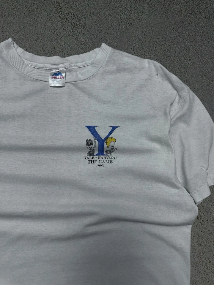 Camiseta De Colección Años 90 1993 Harvard Vs Yale Beavis And Butthead Talla XL Fútbol Dibujos Animados Foto 4 de 4