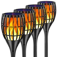 Solar Lights Outdoor, 43" Flickering Flames Torch Light Solar Garden Lights W...