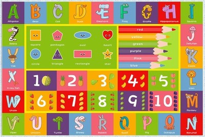 Kid Rug for Playroom Learning Animals, ABC Rug for Babies to Learn Alphabets,...