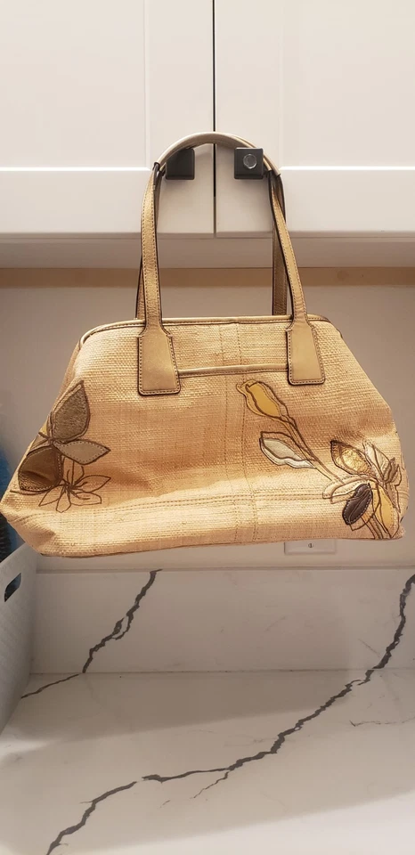 Coach natural straw floral bag F14867 - Image 2 of 4