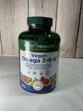 Purity Products Vegan Omega 3-6-9 5 in 1” Essential Fatty Acid - LARGER 180 CT