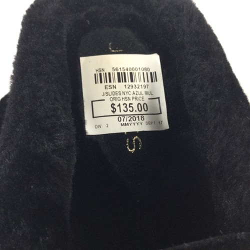 J/SLIDES Leather Mules Black NYC Azul Platform Tassels Faux Fur Size 8 Orig $135 - Picture 4 of 5