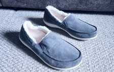 Spenco Fiesta Cozy Slipper Fleece Lined Suede Gray Orthopedic Women's 10B