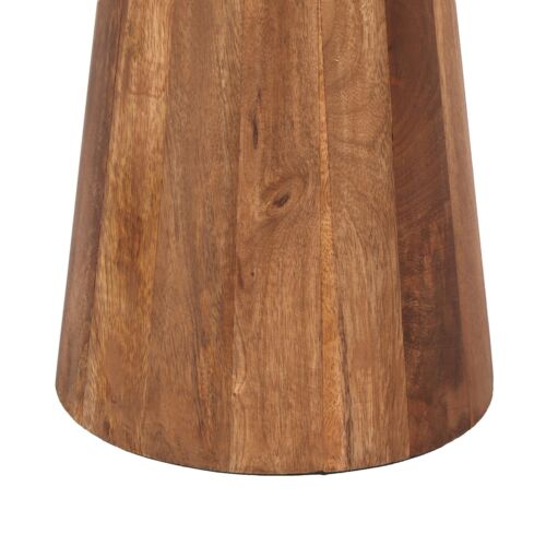 Modern Round Pedestal Side End Table Coffee Table, Gold + Natural - Picture 9 of 9