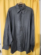 Versace Classic V2 Shirt Men's Medium Long Sleeve Button Down Smoke Gray 