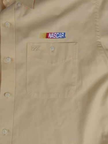 NASCAR Cutter & Buck Yellow Collared Button Up Long Sleeve Dress Shirt Men's L - Picture 2 of 7